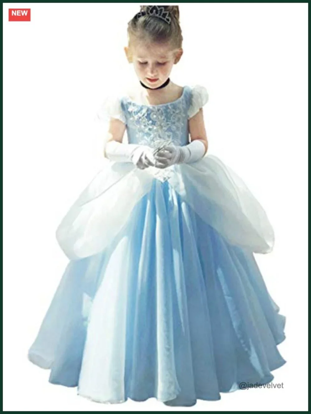 Girls Cinderella Costume Princess Dress-Up Birthday Party Ball Gown Halloween